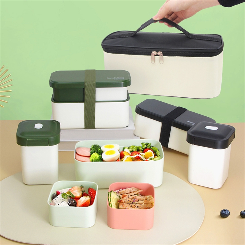 Meal Prep Japanese Food - Lancheira com compartimento duplo, recipiente bento