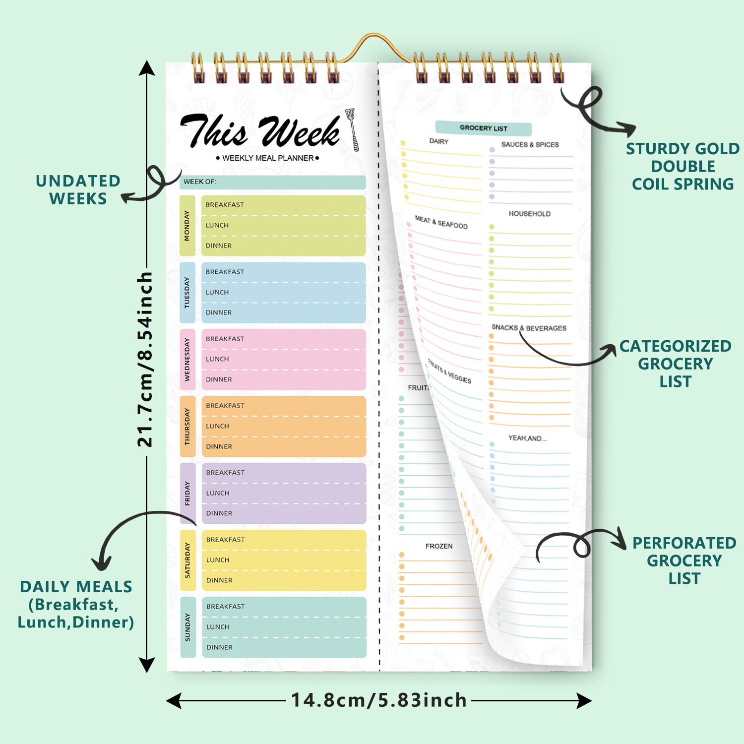 Caderno A5 Espiral com Folhas  - Meal Plan Notepad avaliação e preço